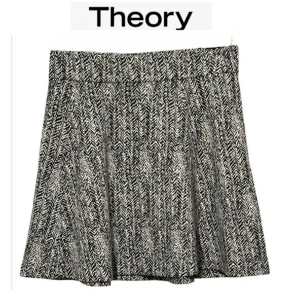 Like New Theory Rortie Pull-On Herringbone Work Office Mini Skirt M - Picture 1 of 7